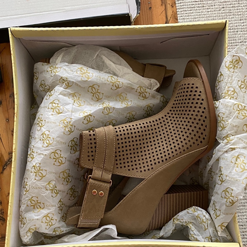 Women's Brown Perforated Wedge Sandals